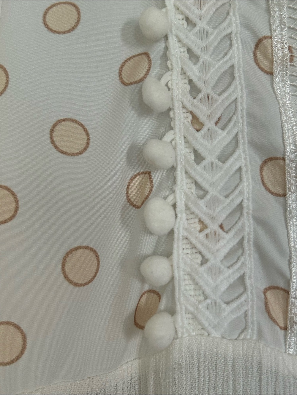 White Long Tiered Boho Dress Lace Polka Dots Romantic Cottagecore Size Small - Picture 8 of 14